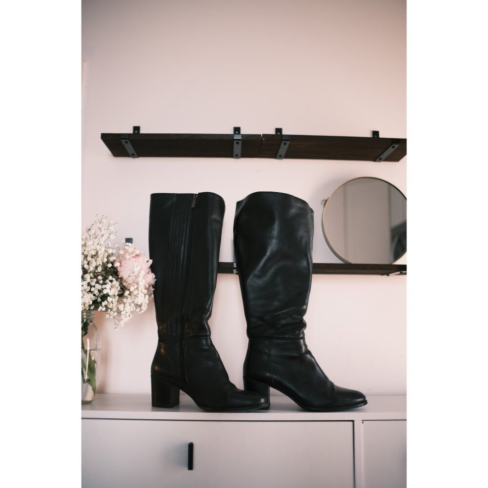 DuoBoots Dalia Tall Boot, Black Leather, Women's US10/EU41